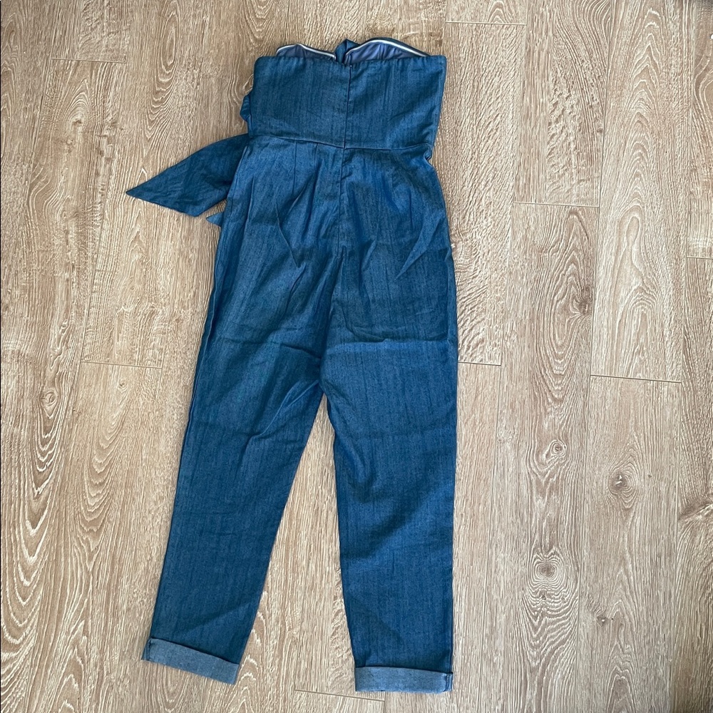 Strapless Denim Jumpsuit Sz Small - Picture 3 of 6